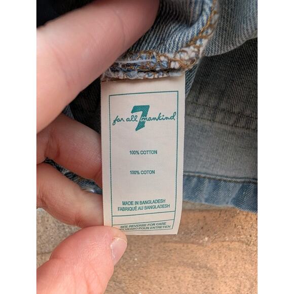 7 For All Mankind Baby Girls Denim Jean Overall Dress Size 24m Ruffles Dungarees - Picture 8 of 9